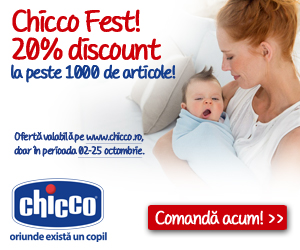 Chicco Fest pe www.chicco.ro! 20% discount la peste 1000 de articole pentru copii