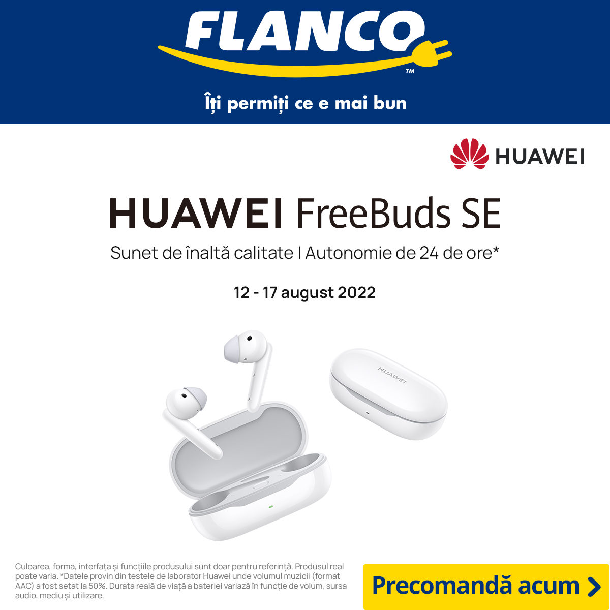 Noile Casti True Wireless Huawei FreeBuds SE, White